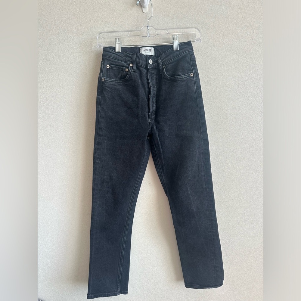 AGOLDE Riley High Rise Straight Crop in Black Pepper - size 25 jeans